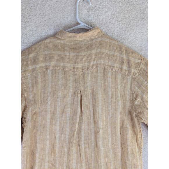 Bruno Shirt Mens XL Washable Linen Yellow Button Up Short Sleeve Pocket - Picture 13 of 16